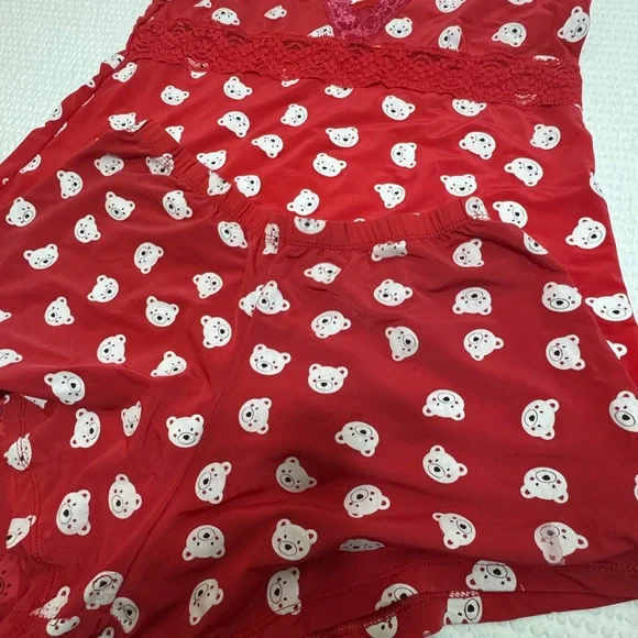 Red Bear Print Women's Sleepwear Set - Picture 5 of 6